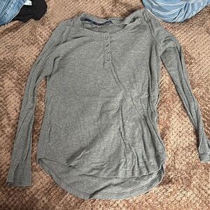 Gray Long Sleeve Henley Top